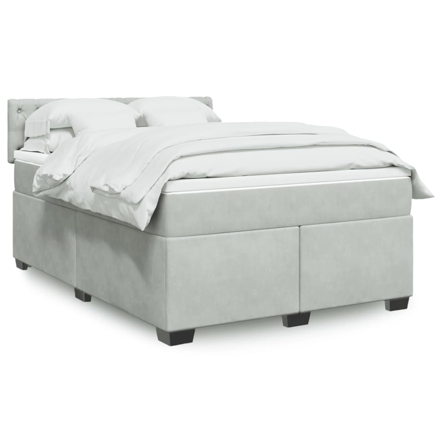vidaXL Boxspringbett mit Matratze Hellgrau 140x200 cm Samt 3288636 günstig online kaufen