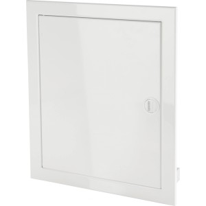 Weißer Gewiss Kleinverteiler, 2-reihig, 24 TE, für Unterputzmontage. Abmessungen: 41,5 x 31,5 x 9,3 cm.