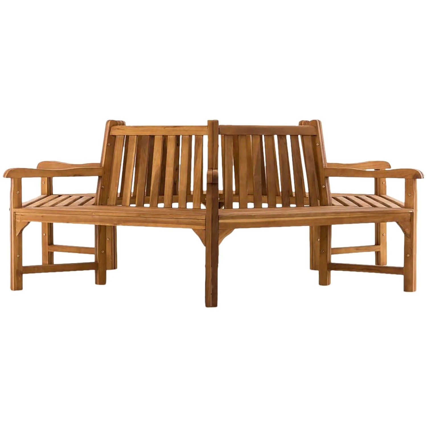 DELUKE Baumbank NEBEL Holz Teak 250x250x93cm Kreisrunde Sitzbank Mit Lehne Baumbank Gartenbank Für Baum