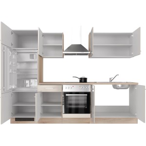 Flex-Well Küchenzeile Orlando, 270 cm, Kaschmir Glanz/Sonoma Eiche, mit E-Geräten.