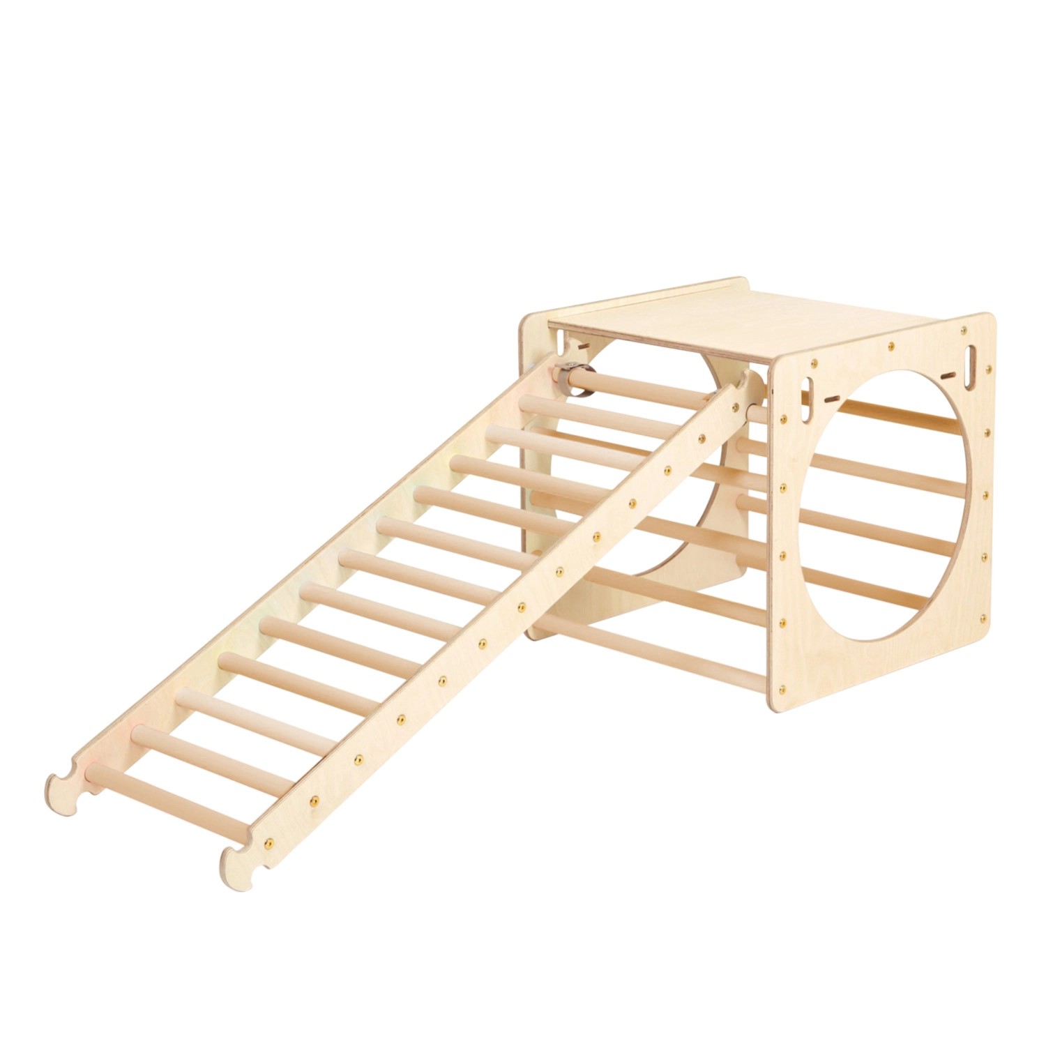 KateHaa Kletterwürfel mit Leiter Holz Natur