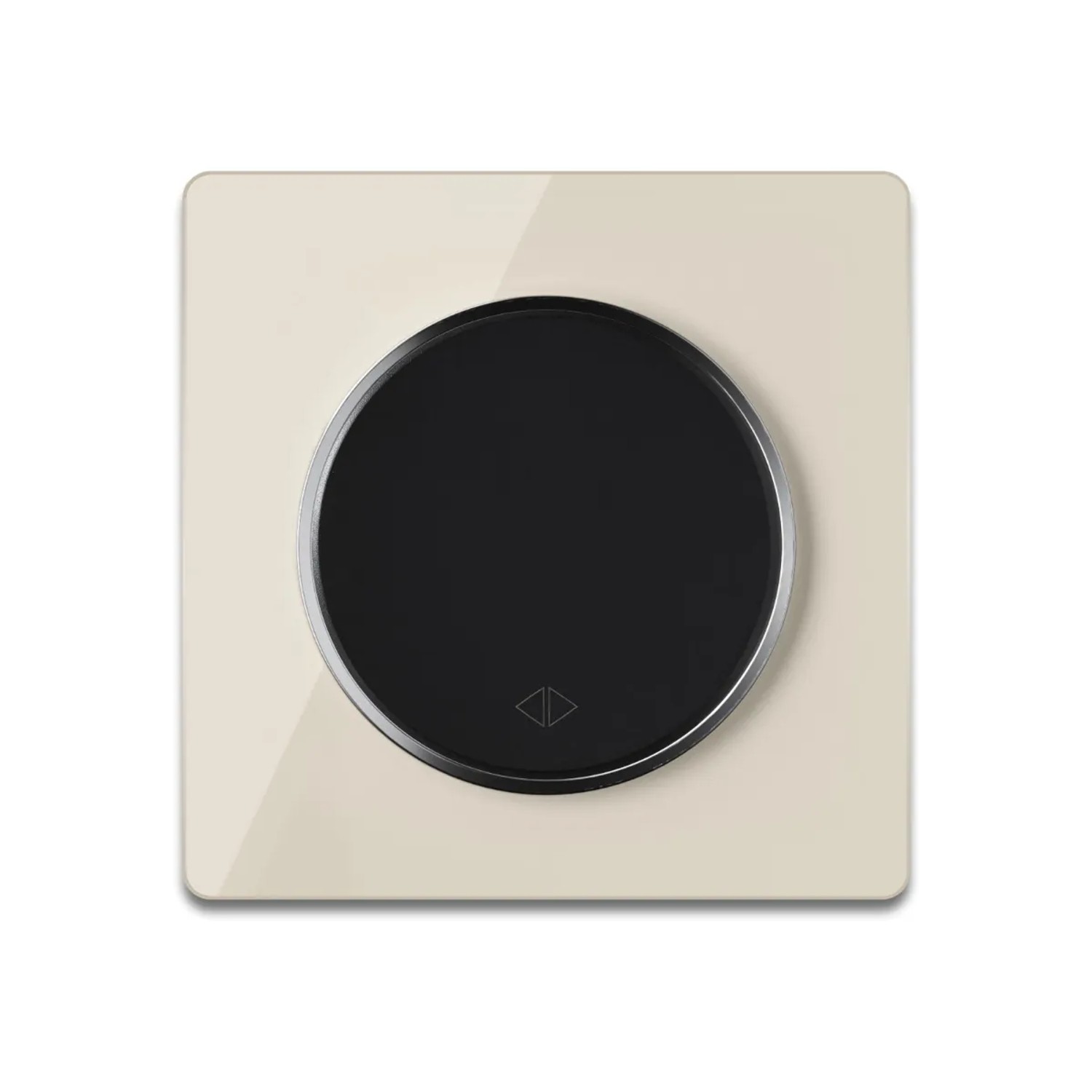 OneKeyElectro Wechselschalter Einfach Schwarz mit Glas Abdeckrahmen Beige