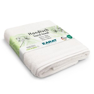 Weißes KARAT Handtuch (30x30 cm) aus Baumwolle, sanft und saugstark.