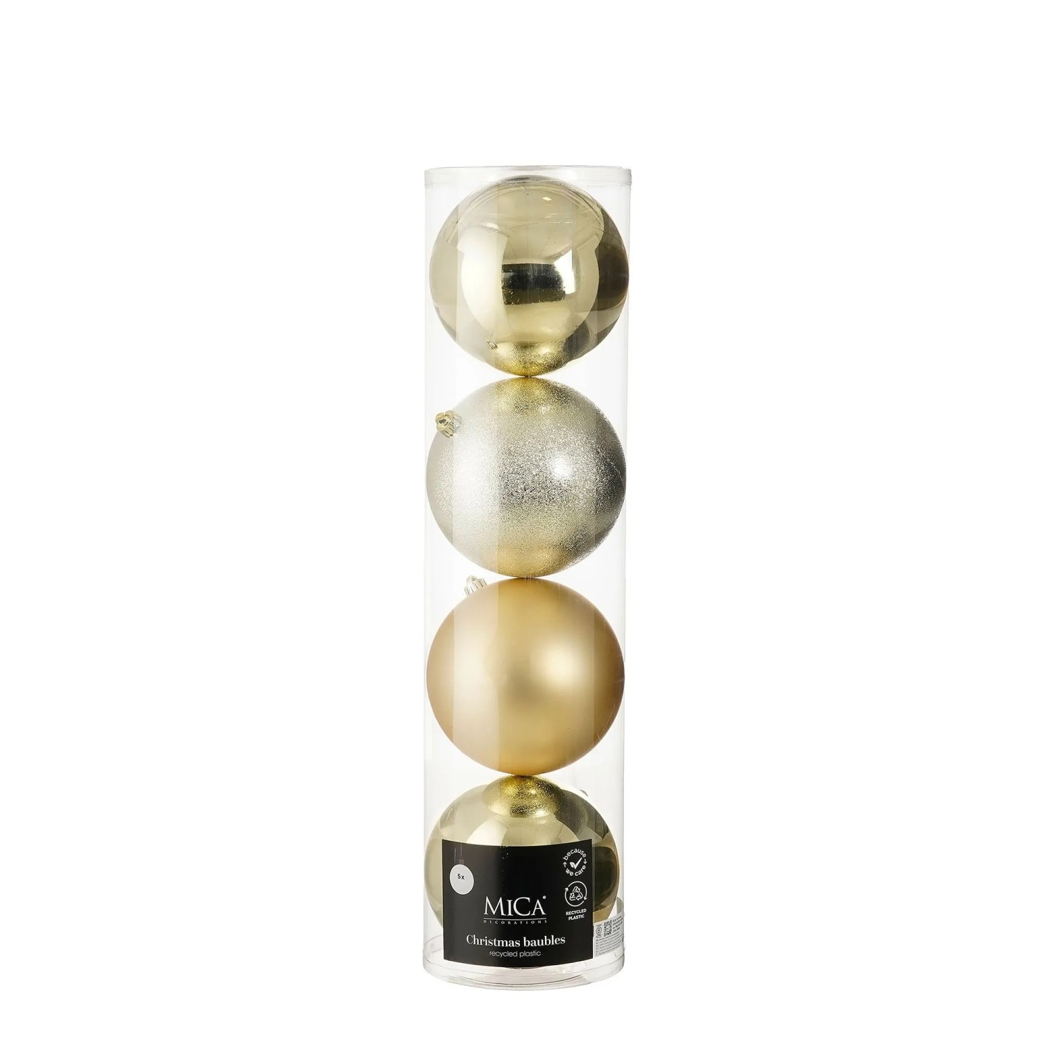 Mica Decorations Kugel-Set Bruchfest Ø 15 cm Champagner 4 Stück