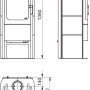Technische Zeichnung Hark Küchenofen Keramik 7 kW mit Maßen für Installation.