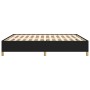Schwarzes vidaXL Bettgestell (160x200 cm) aus Stoff mit Holzlattenrost.