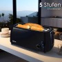 Schwarzer Zilan Langschlitztoaster XXL mit Brötchenaufsatz und Toastscheiben.