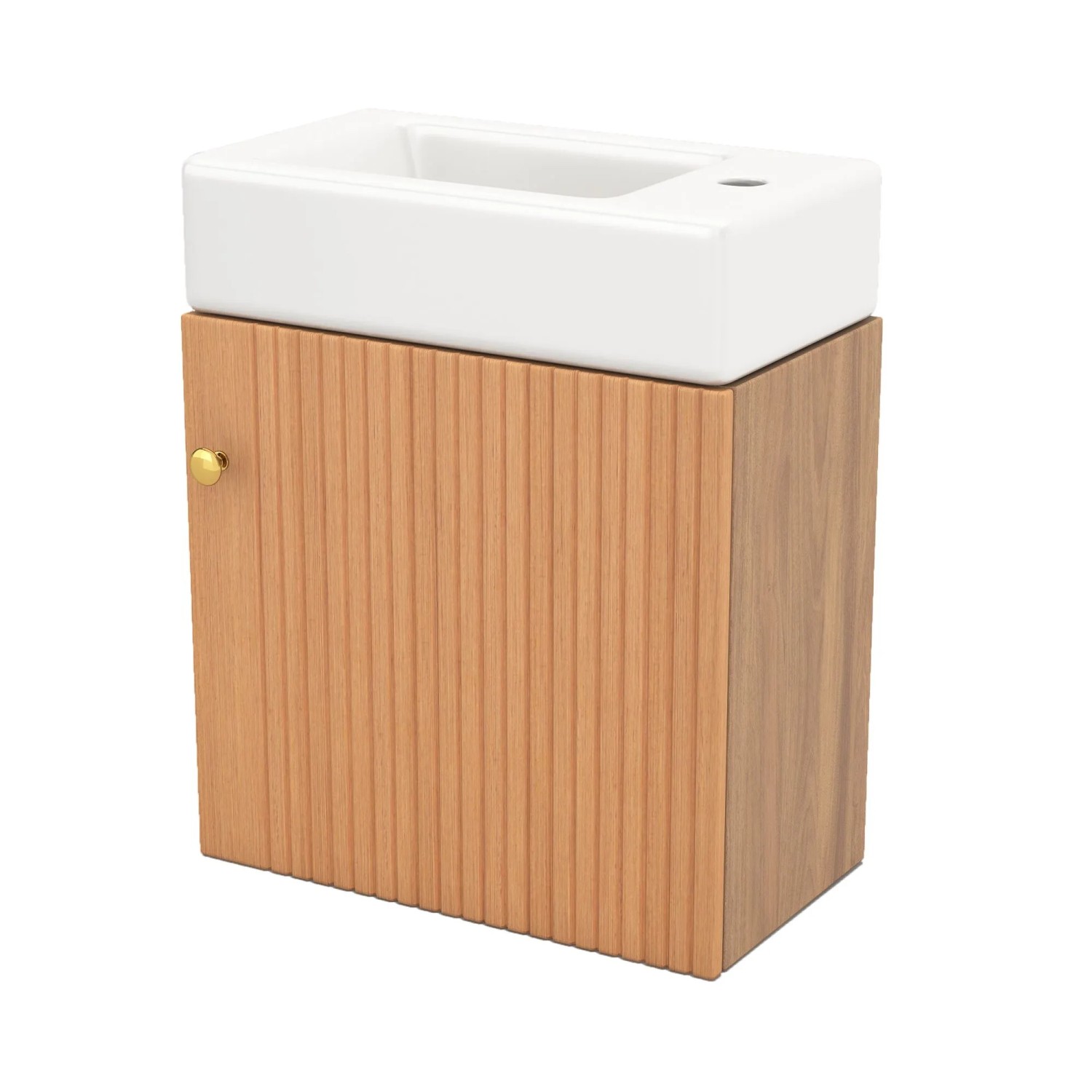 PXloue Badezimmermöbel Waschbecken mit Unterschrank 46 cm Wandhängender Waschtisch Keramikbecken Badmöbel Braun