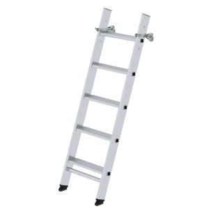 MUNK LKW-Leiter mit 5 Stufen und Magnet-Montagesatz, Anlegeleiter aus Aluminium.