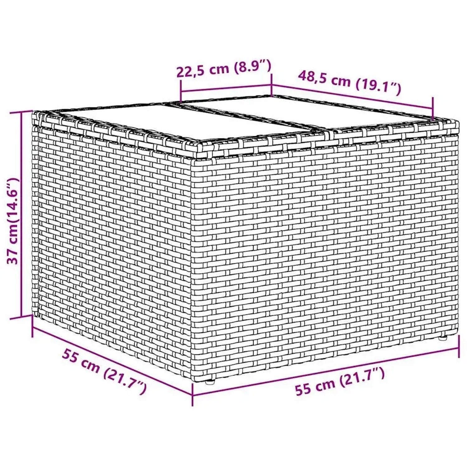 Beiges Gartenmöbel-Set aus Polyrattan, 5-teilig, mit Tisch und modularen Sofas.