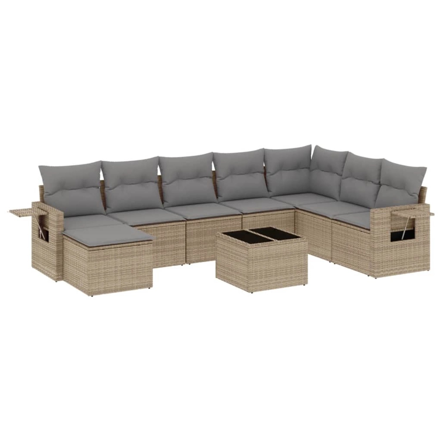 vidaXL 9-Tlg Garten-Sofagarnitur mit Kissen Beige Poly Rattan 3252906 günstig online kaufen