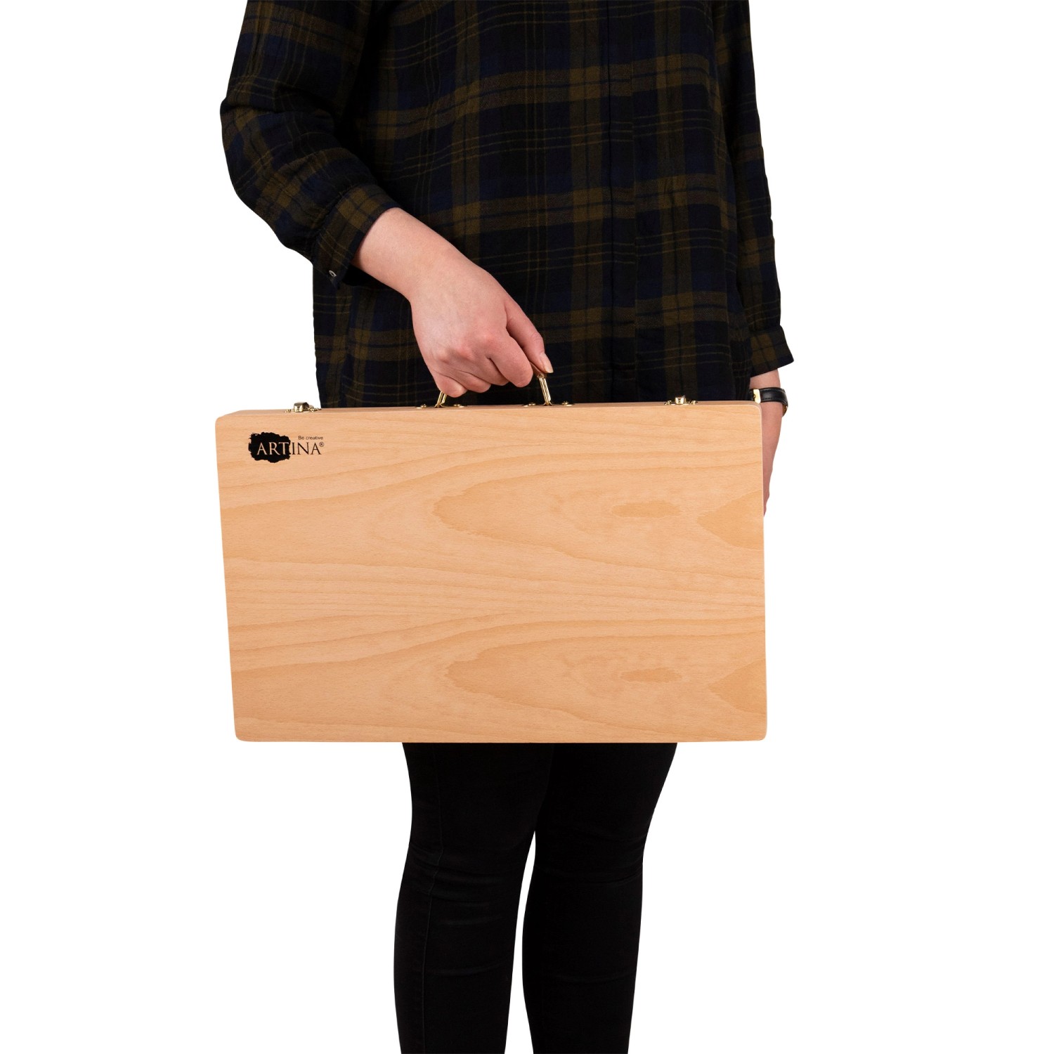 Artina Genova Malkoffer aus Buche, 89-teiliges Malset für Künstler.