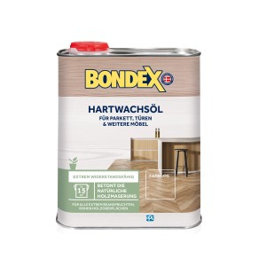 Dose Bondex Hartwachs-Öl Transparent 750ml für widerstandsfähige Holzoberflächen.
