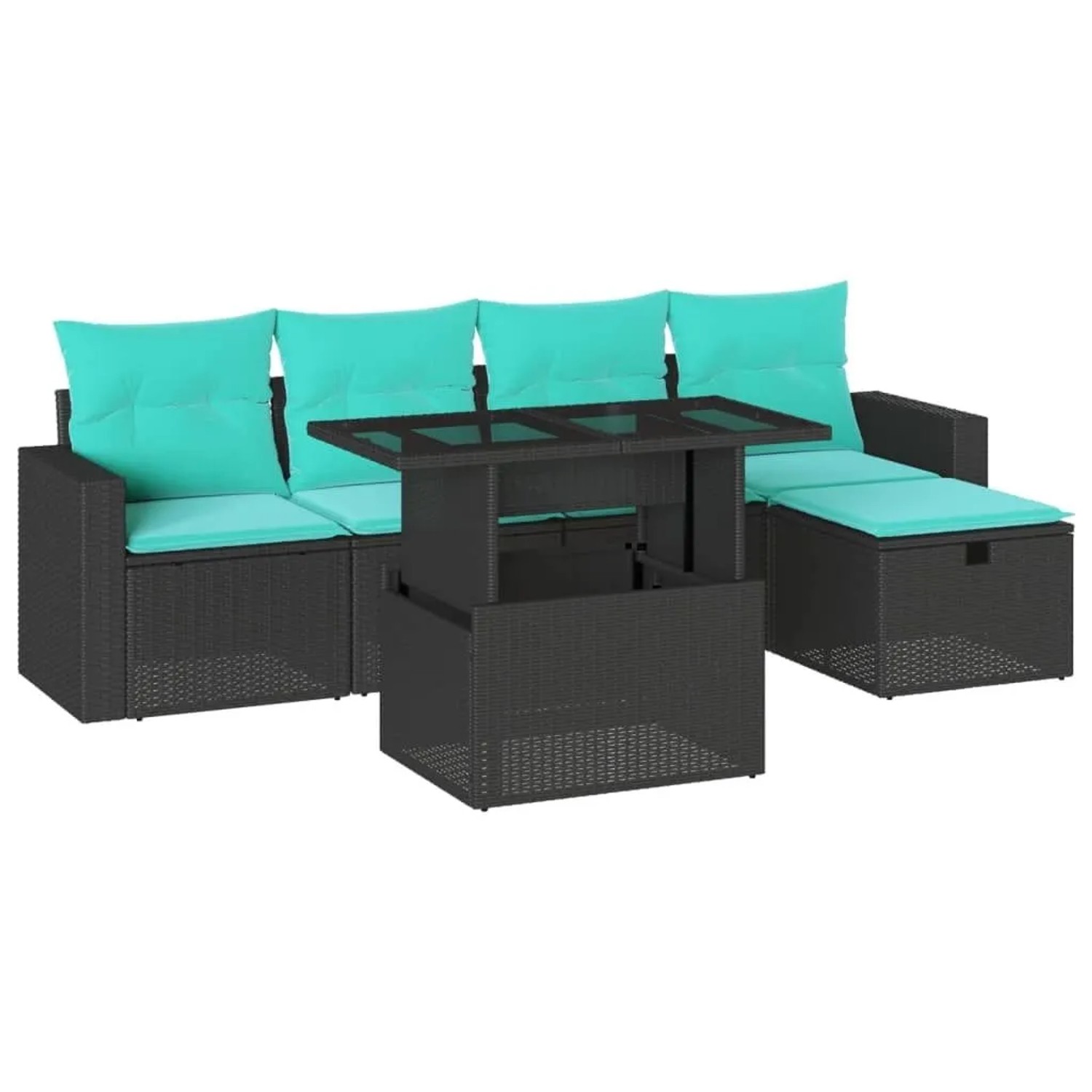 vidaXL 6-Tlg Gartensofa-Set mit Kissen Schwarz Polyrattan 3274807 günstig online kaufen