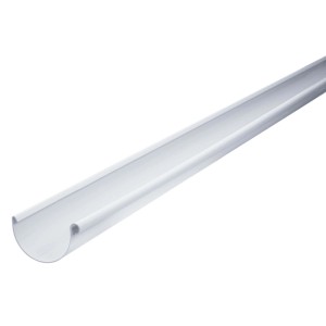 Weiße, halbrunde Inefa PVC-Dachrinne für effektive Dachentwässerung. Robust und witterungsbeständig.