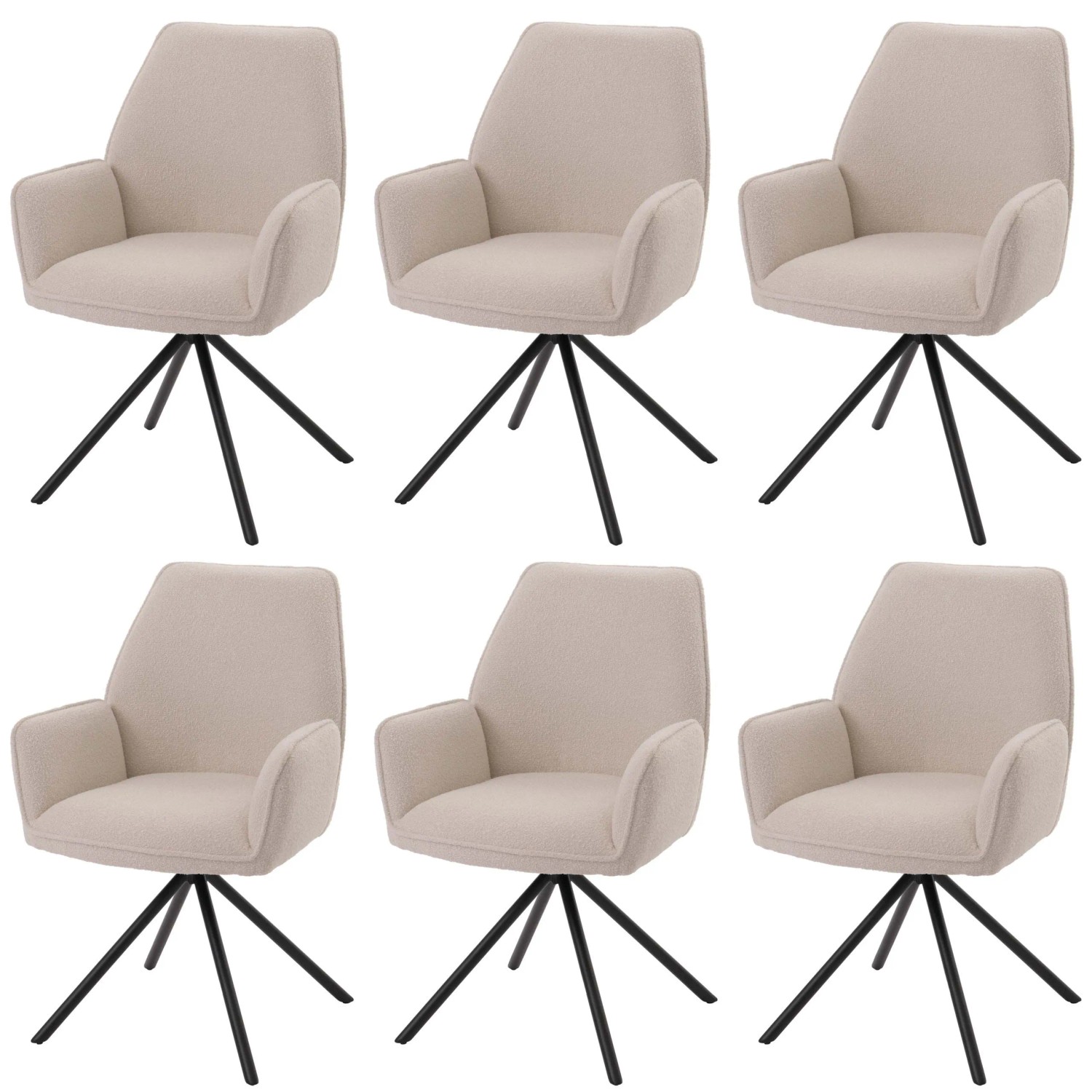 MCW Esszimmerstuhl G67 Boucle 6er-Set Creme