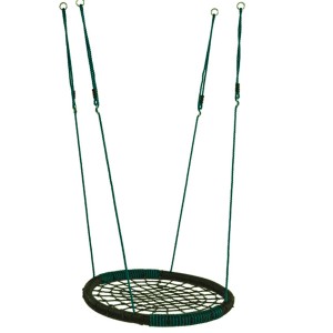 Ovale Nestschaukel in Schwarz und Türkis mit verstellbaren Seilen für Gartenspielgeräte.