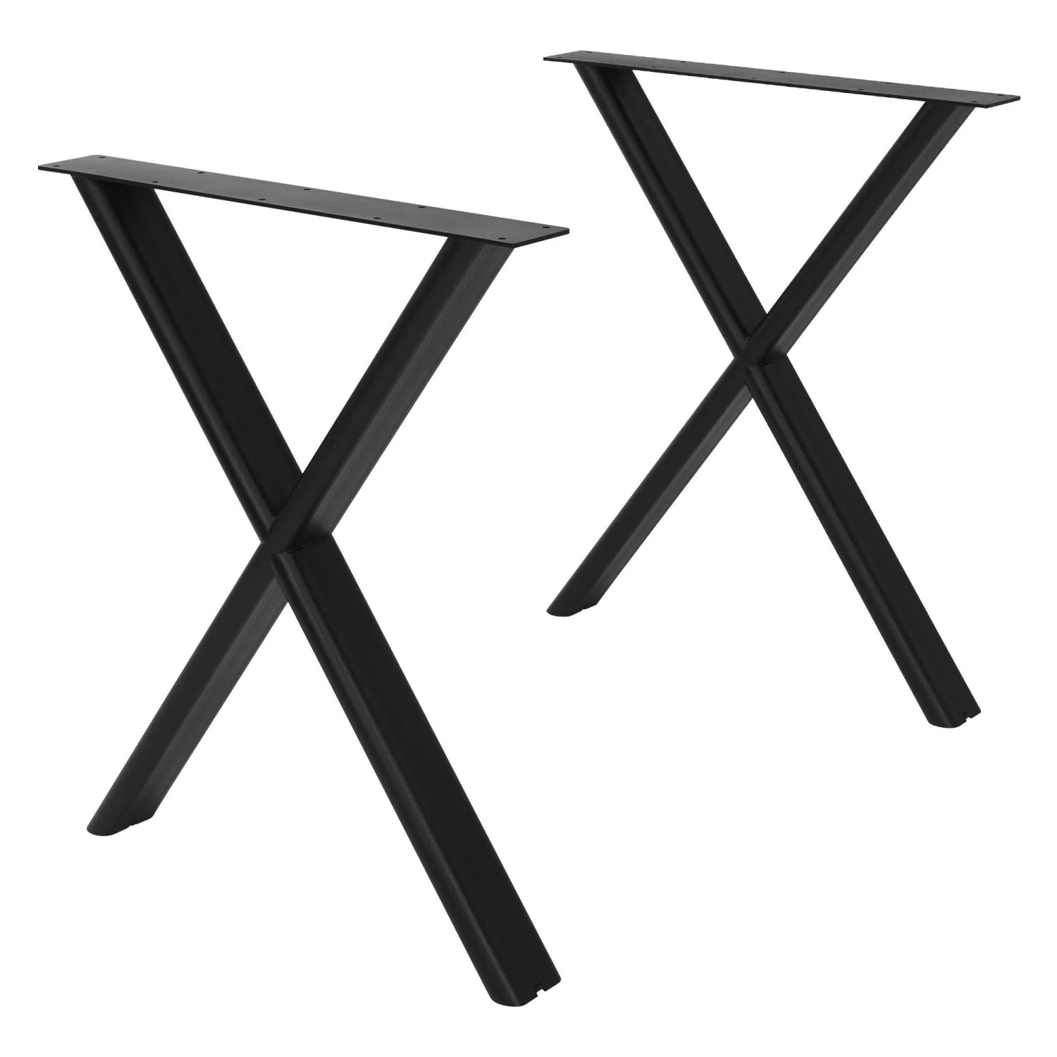 ML-Design Tischbeine Metall Schwarz 2er Set 60x72cm Flach Tischgestell aus Stahl X-Form