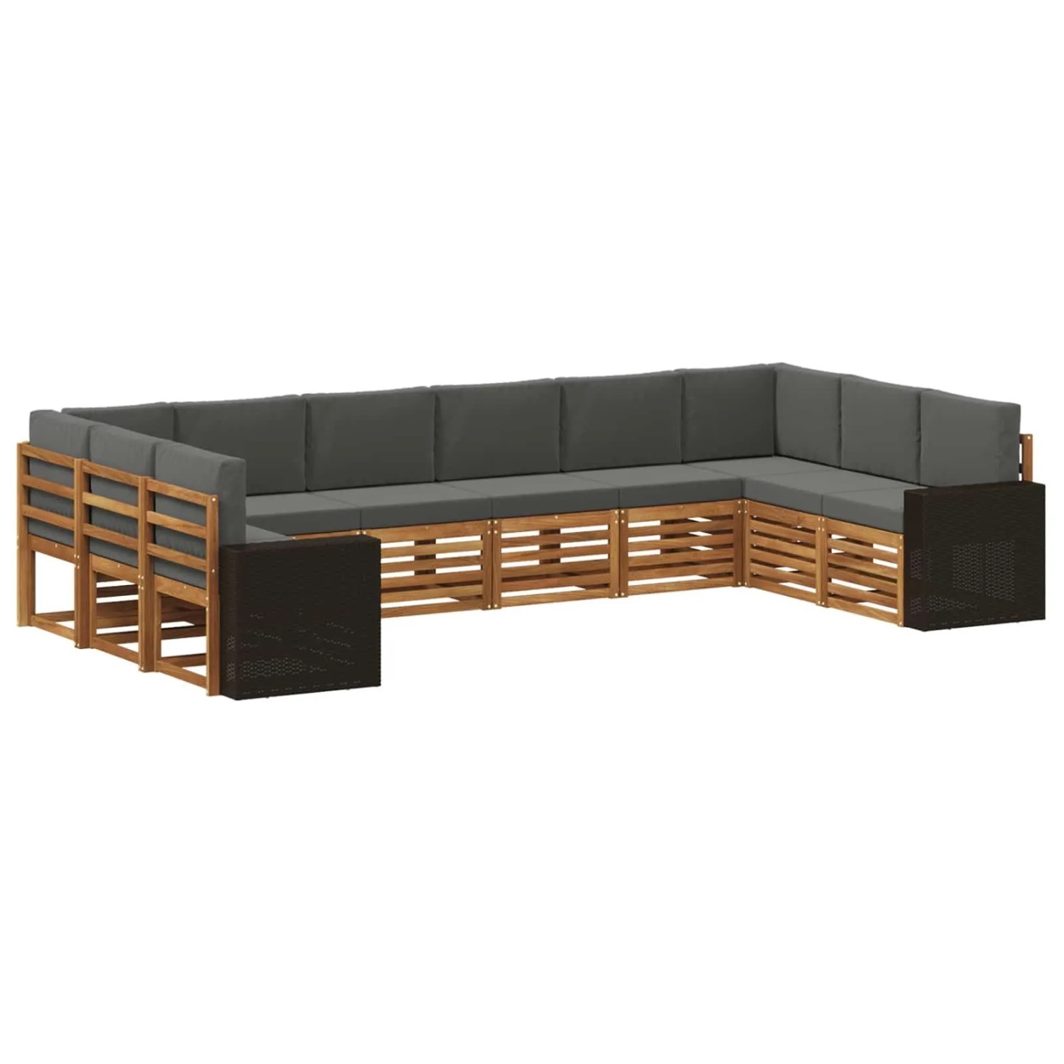 vidaXL Outdoor-Sofagarnitur 10 Stk Natur und Anthrazit Polyester 3384903