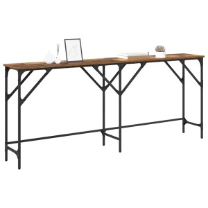 vidaXL Konsolentisch mit Altholz-Optik und schwarzem Stahlrahmen, matt. Ideal als Beistelltisch im Flur oder Wohnzimmer.