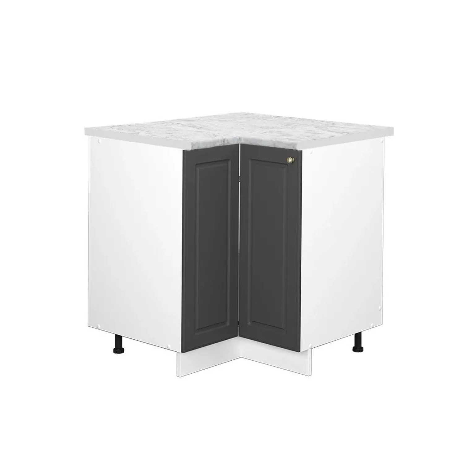 Vicco Eckunterschrank Fame-Line Anthrazit-Gold Weiß 81 cm AP Marmor
