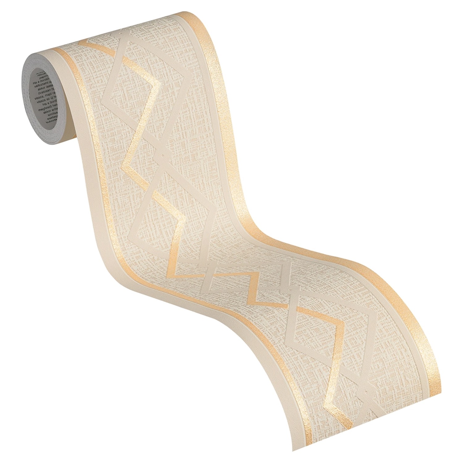 Selbstklebende A.S. Création Borte mit geometrischem Muster in Beige und Creme, 5 m lang.