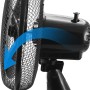 Detailaufnahme: Schwarzer Emerio Tischventilator (23 cm) mit Neigungsfunktion.