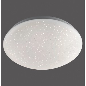 Weiße LED-Deckenleuchte Skyler Ø 25cm mit Sternenhimmel-Optik für Wohnräume.