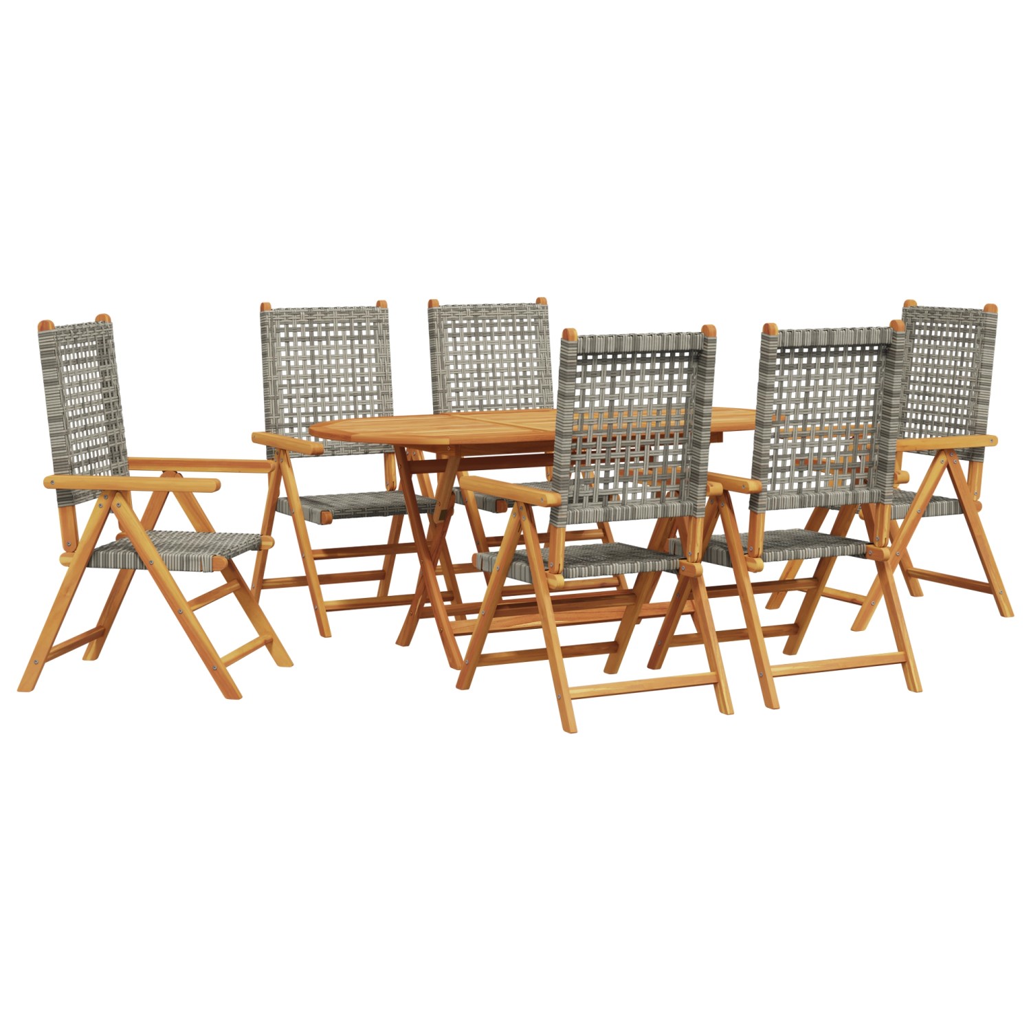 vidaXL 7-tlg Garten-Essgruppe Grau Massivholz Akazie & Poly Rattan 3375733 günstig online kaufen
