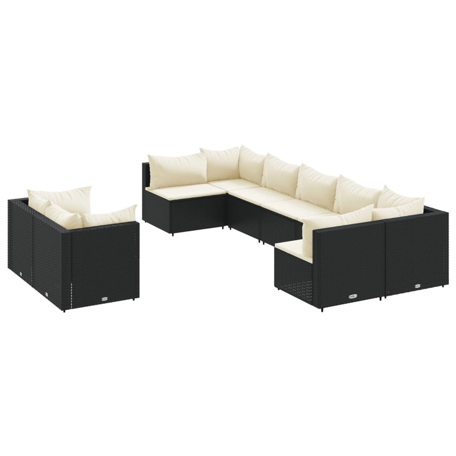 vidaXL 9-tlg Garten-Sofagarnitur mit Kissen Schwarz Poly Rattan Modell 195 günstig online kaufen