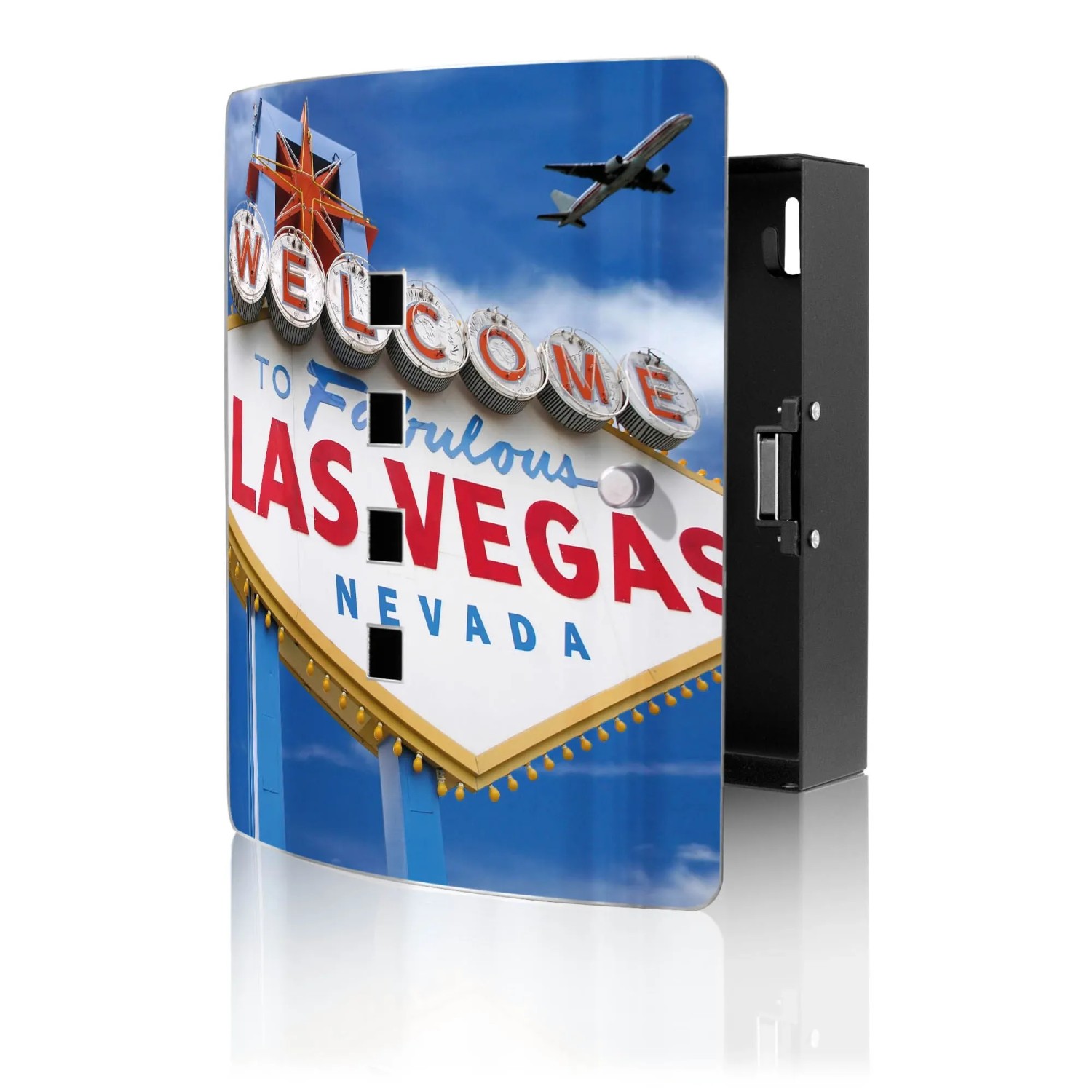 Banjado Design Schlüsselkasten Aus Edelstahl Für 10 Schlüssel 24x21,5x7cm Mit Magnetverschluss Motiv Las Vegas