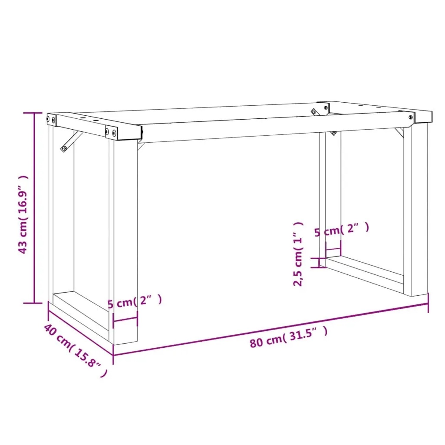 vidaXL Couchtischbeine O-Gestell 80x40x43 cm Stahl 357876_9