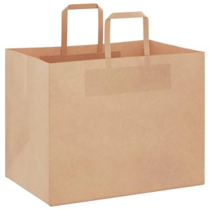 Braune Papiertragetasche mit Henkeln, 32x22x24 cm, 250 Stück, ideal als Geschenkartikel.