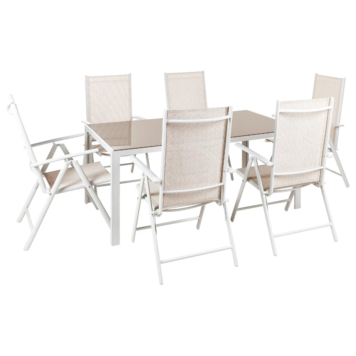 Beliani Gartentisch Set CATANIA Beige Weiss