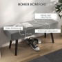 Graue HOMCOM Polsterbank mit Samtoptik, X-Muster, dicker Polsterung und schwarzen Stahlbeinen.