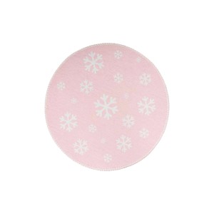 Rosa Kinderteppich Ø 160 cm mit weißen Schneeflocken für Kinder und Jugendliche.