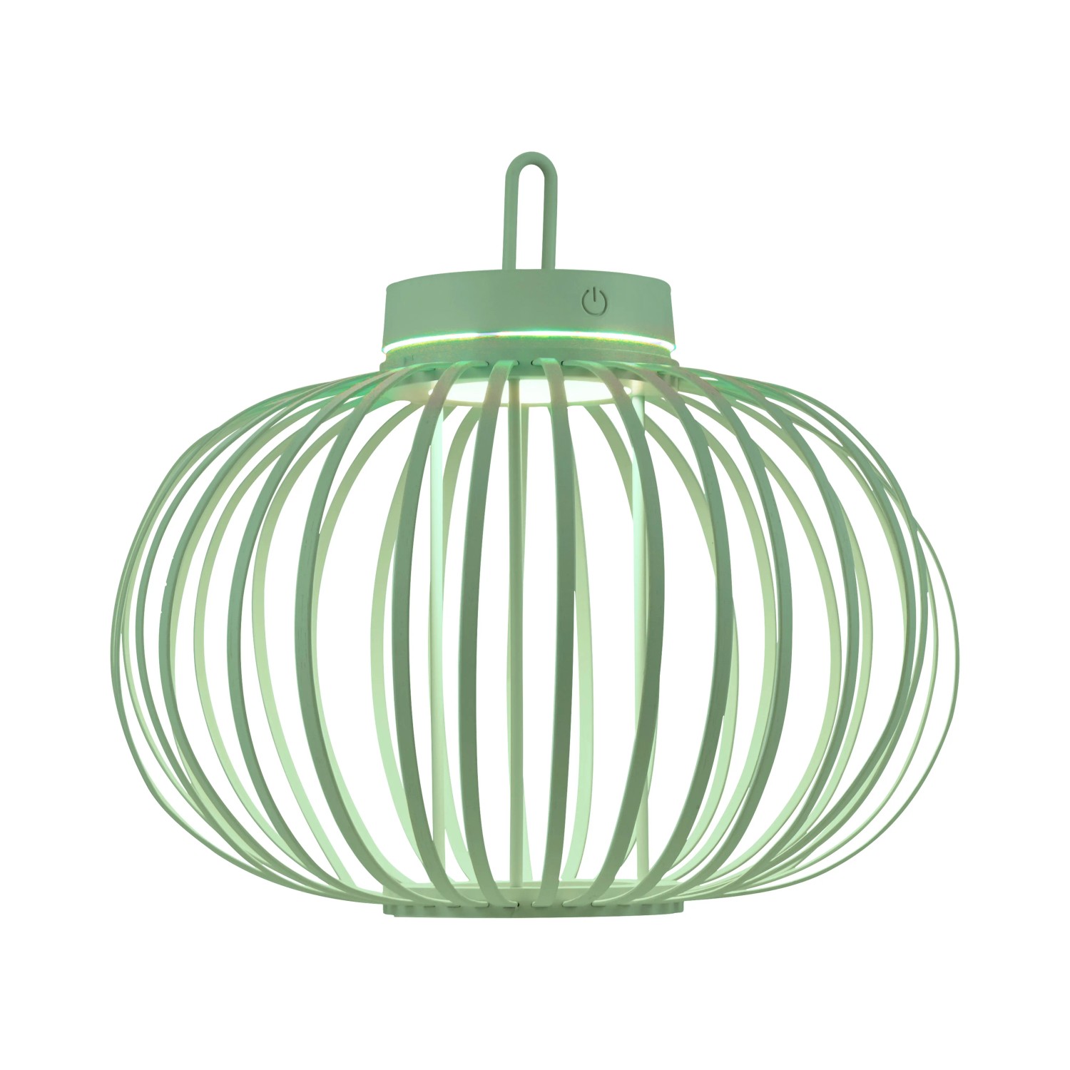 Grüne LED-Akku-Pendelleuchte Akuba, 33 cm, für Innen und Außen.