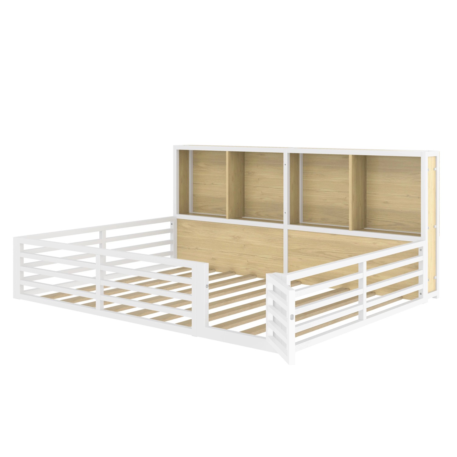 okwish Zaunbett 140x200cm mit Staufach Kinderzimmer Weiß ohne Matratze