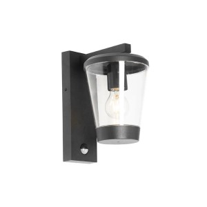 Schwarze QAZQA Außenwandleuchte Joren mit Bewegungssensor, Lampe für den Außenbereich.