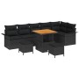 vidaXL Garten-Sofa-Set, 9-teilig, schwarz, Poly Rattan, mit Tisch und Hockern.
