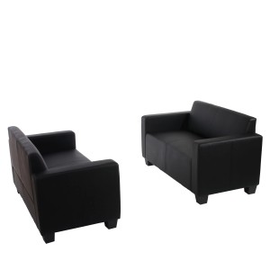 Schwarze MCW Sofa-Garnitur Moncalieri, 2er-Set im Lounge-Stil.