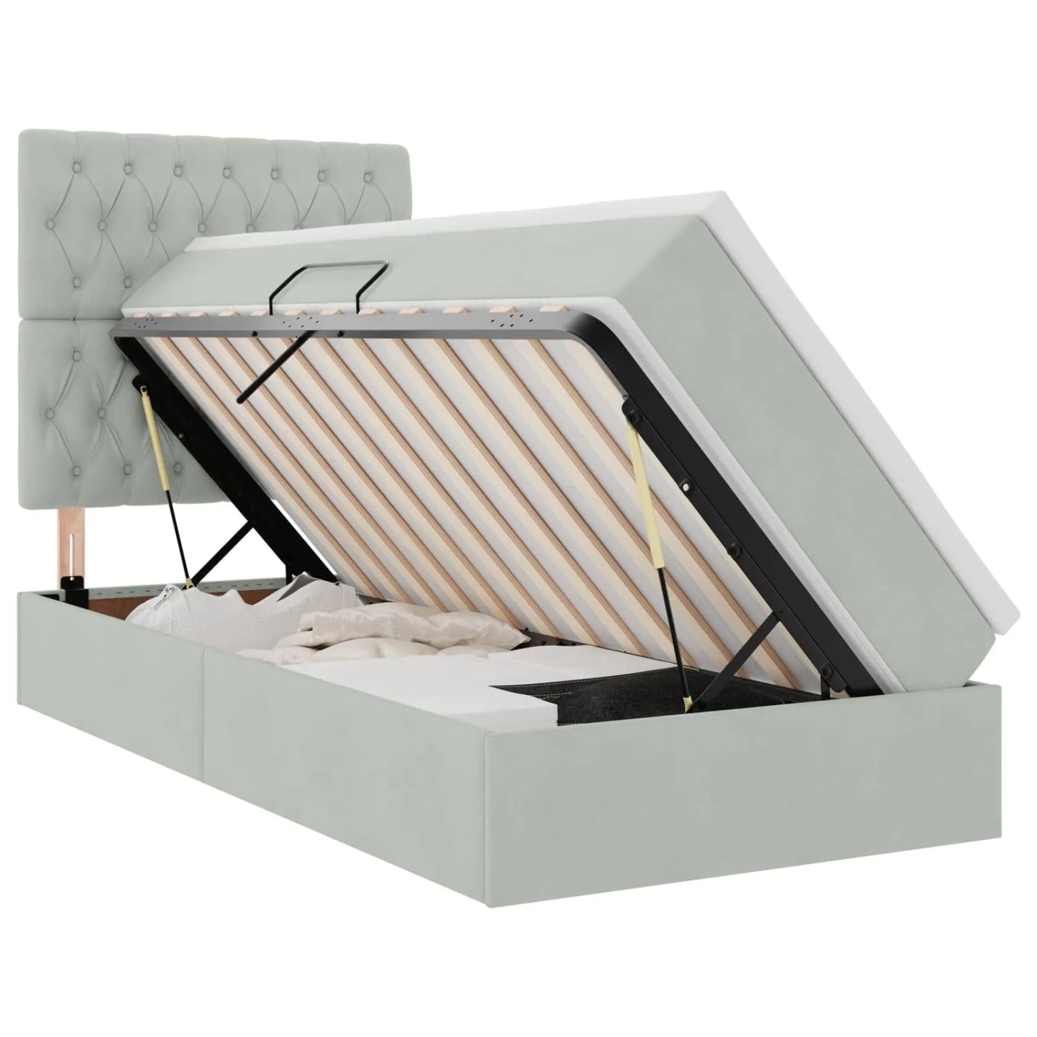 vidaXL Bett mit Stauraum und LED mit LED Hellgrau 90 x 200 cm Samt 3372699