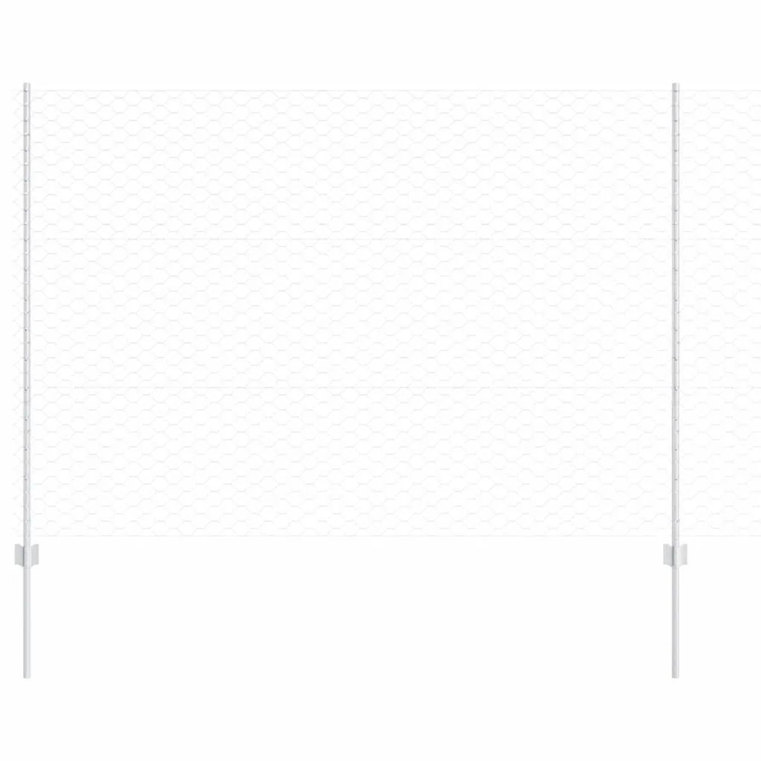 vidaXL Zaun mit Pfosten Silber 1,5 x 50 m Stahl 3337049 günstig online kaufen