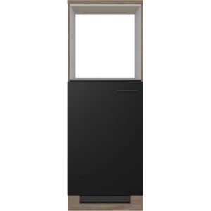 Flex-Well Geräteumbauschrank Capri, 60 cm, Schwarz Matt/Endgrain Oak, für Einbaukühlschrank und Backofen.