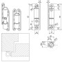 Technische Zeichnung: SOTECH Türband Aufschraubband 15x83 mm, weiß, mit Maßangaben für Montage.