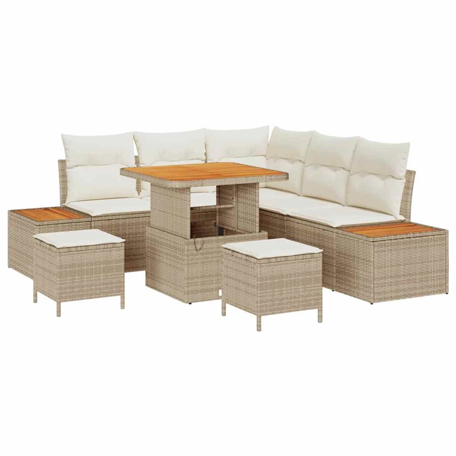 vidaXL Garten-Sofa-Set mit Kissen 8-Tlg Beige Poly Rattan 3362911 günstig online kaufen