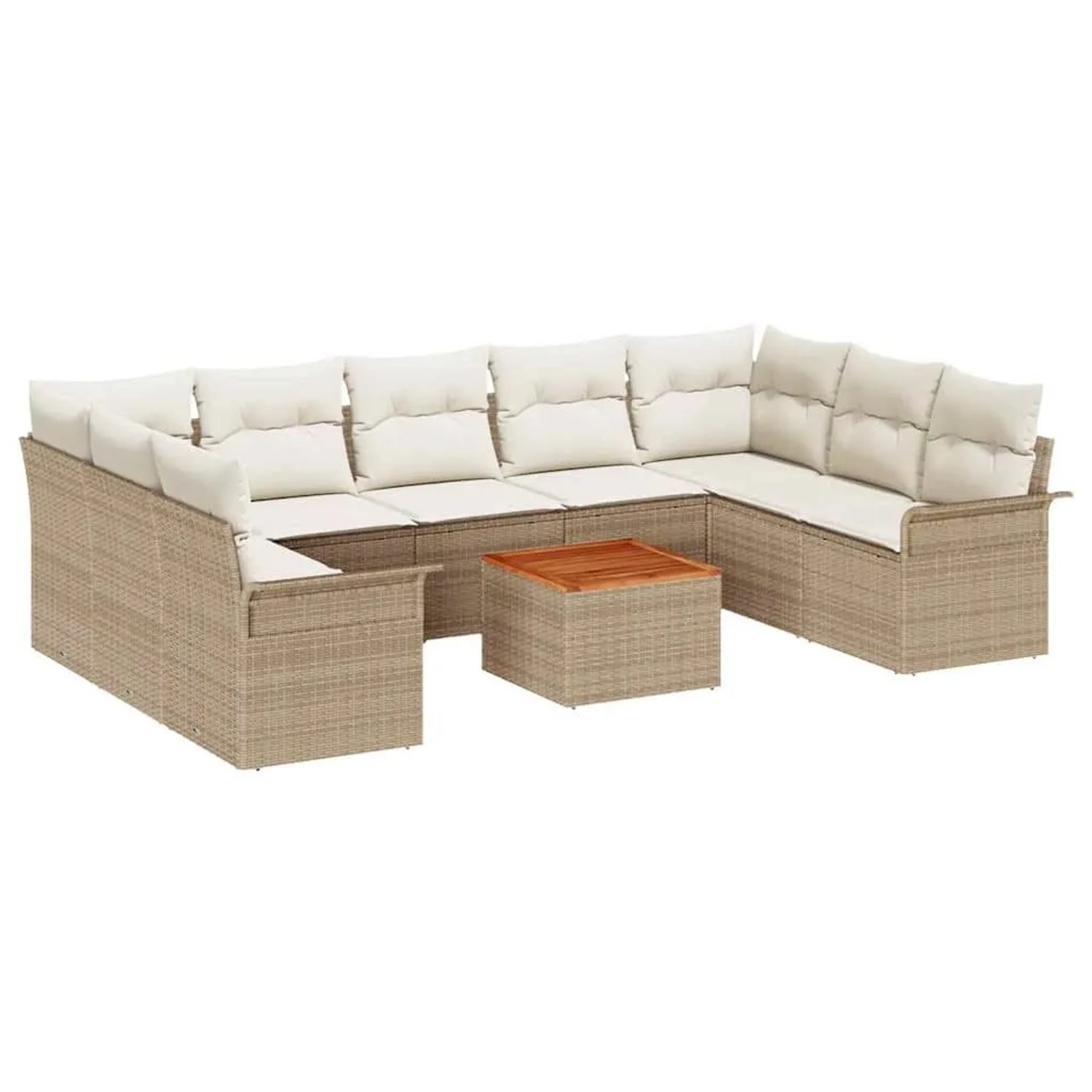 vidaXL Gartensofa-Set mit Speicher 10 Stk Beige und Creme Poly-Rattan 33560 günstig online kaufen