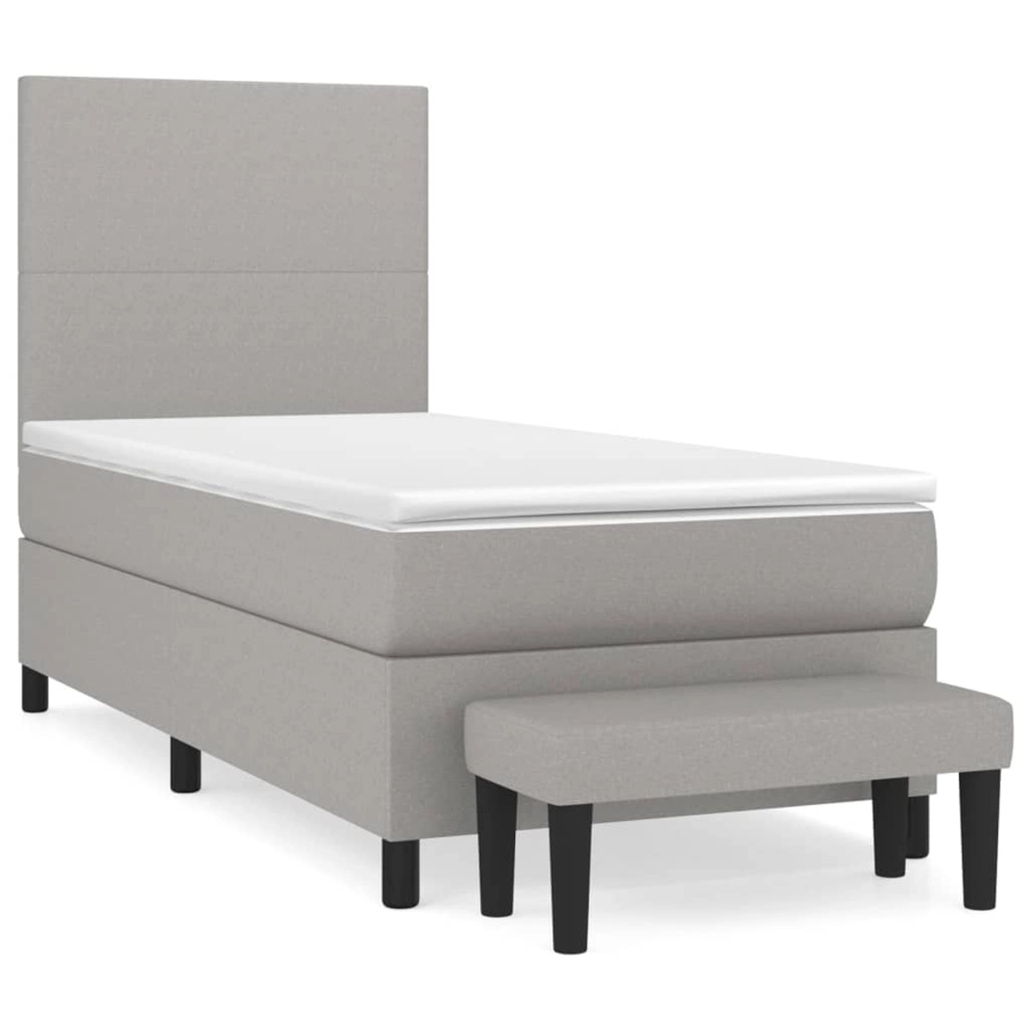 vidaXL Boxspringbett Boxspringbett mit Matratze Hellgrau 100x200 cm Stoff B günstig online kaufen