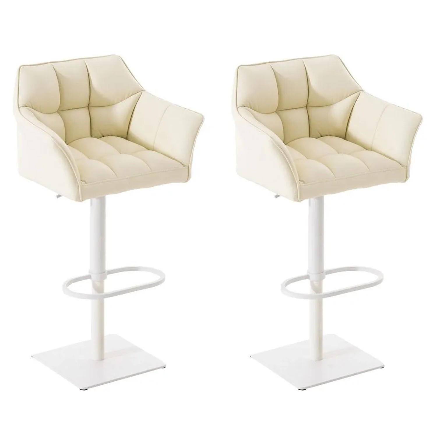 CLP 2er Set Barhocker Damaso Kunstleder Creme/Weiß