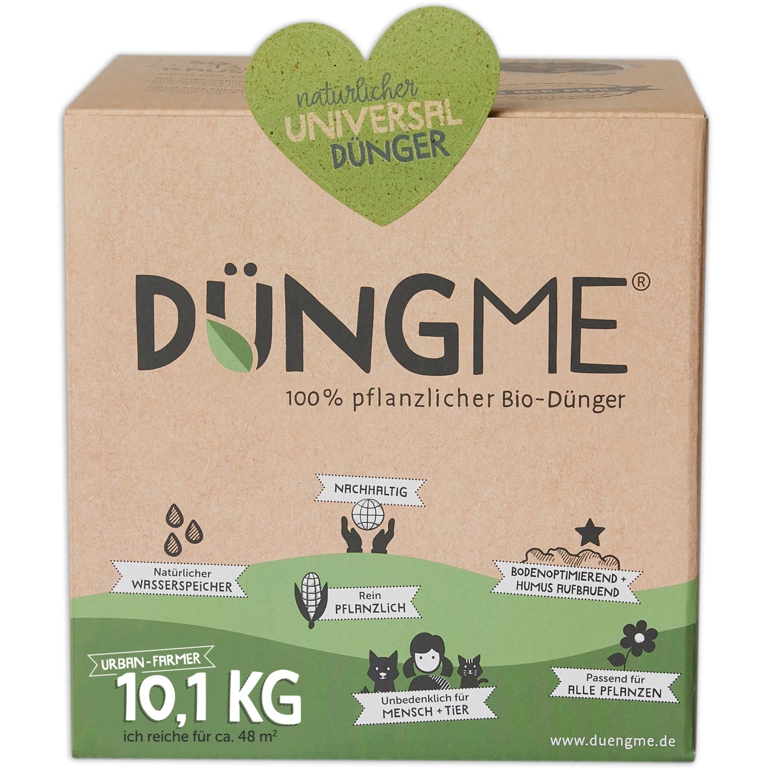 DüngMe Universaldünger 20kg (2x10kg) im Karton. Bio-Dünger für Gemüse, Obst und Grünflächen.
